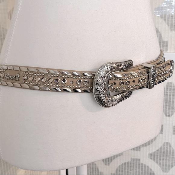 Rare!!! Designer Kippys Swarovski Rhinestone Tan Leather Belt Country Western main image 11